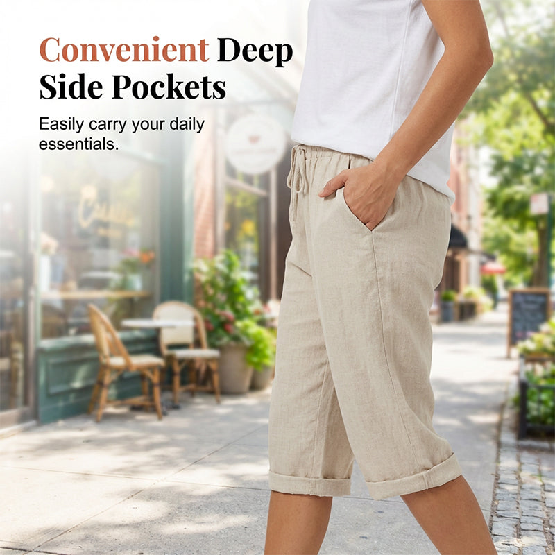 Capri Casual de Algodón y Lino para Mujer