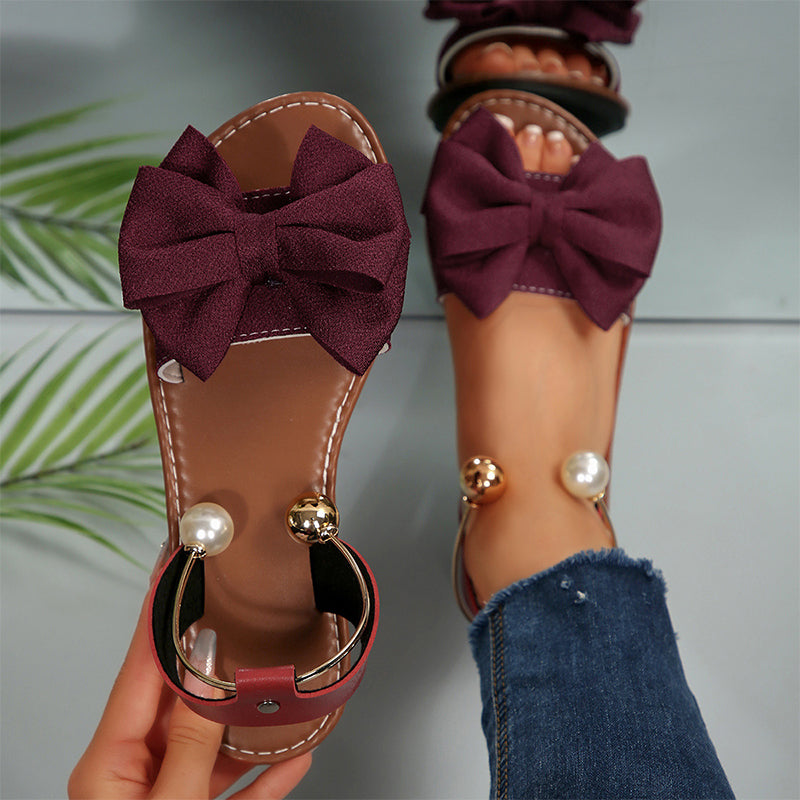 Sandalias Elegantes con Tiras en el Tobillo y Perlas