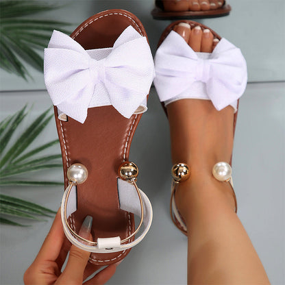 Sandalias Elegantes con Tiras en el Tobillo y Perlas