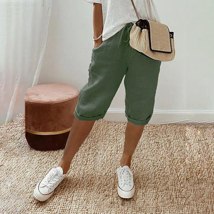 Lara · Shorts de Algodón y Lino con Cordón