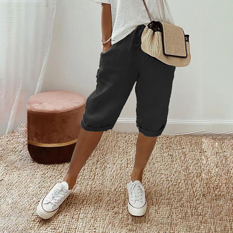 Lara · Shorts de Algodón y Lino con Cordón