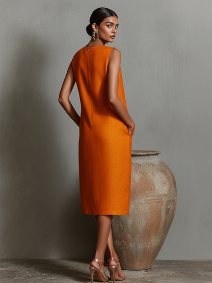 Sofía · Vestido Midi de Lino Sin Mangas con Bolsillos